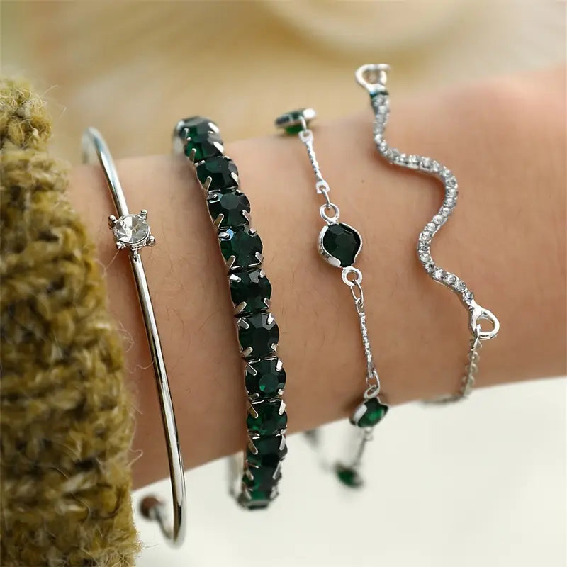 Grüner Edelstein-Armband-Set