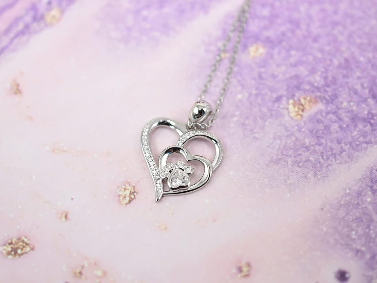 NAYLA – Elegante Pfoten- & Herz-Halskette aus feinem 925er Sterlingsilber mit funkelnden Zirkonia
