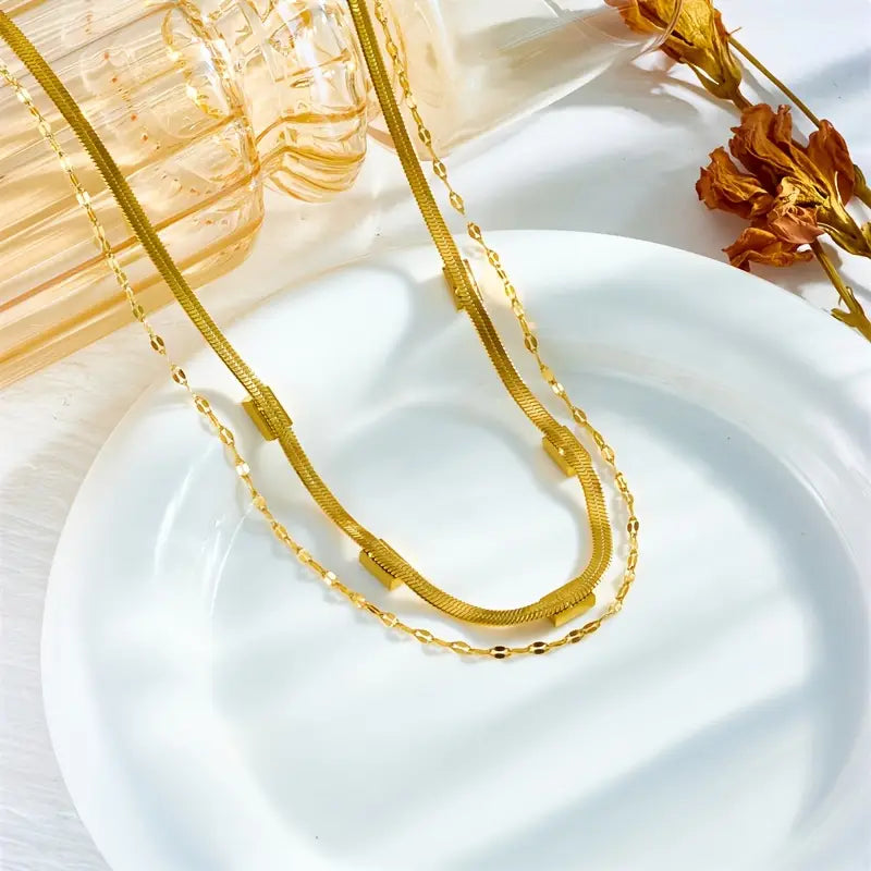 Sorella Gem Doppel-Lagige Retro-Goldkette