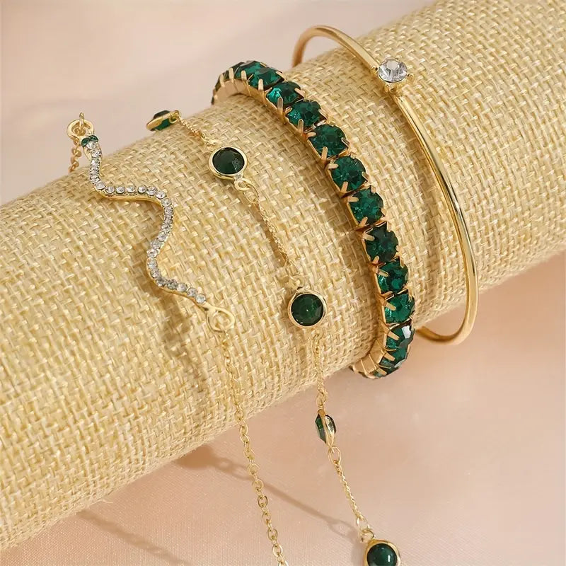 Grüner Edelstein-Armband-Set