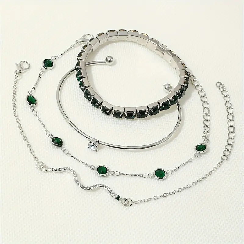 Grüner Edelstein-Armband-Set