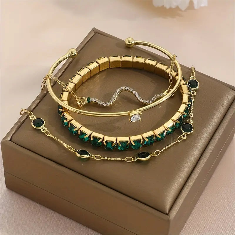 Grüner Edelstein-Armband-Set