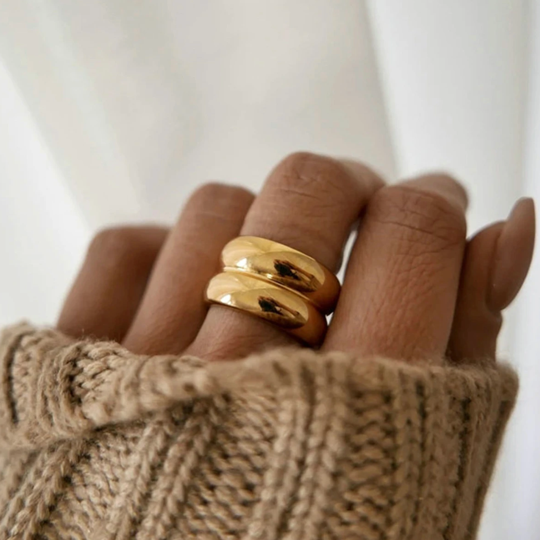 18 Karat Gold plattiert doppelter klassischer Ring