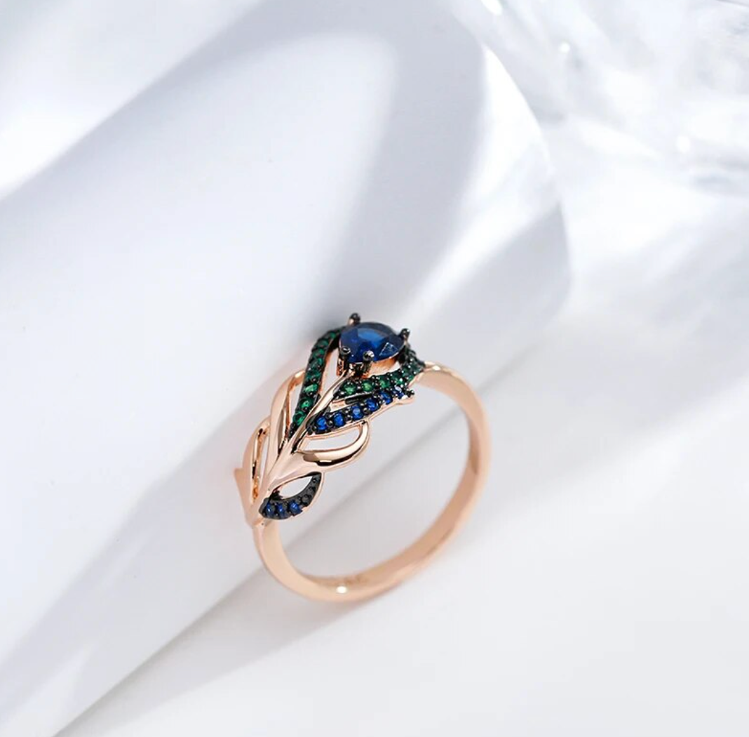 Pfau-Set mit 18K Rosé-Vergoldung