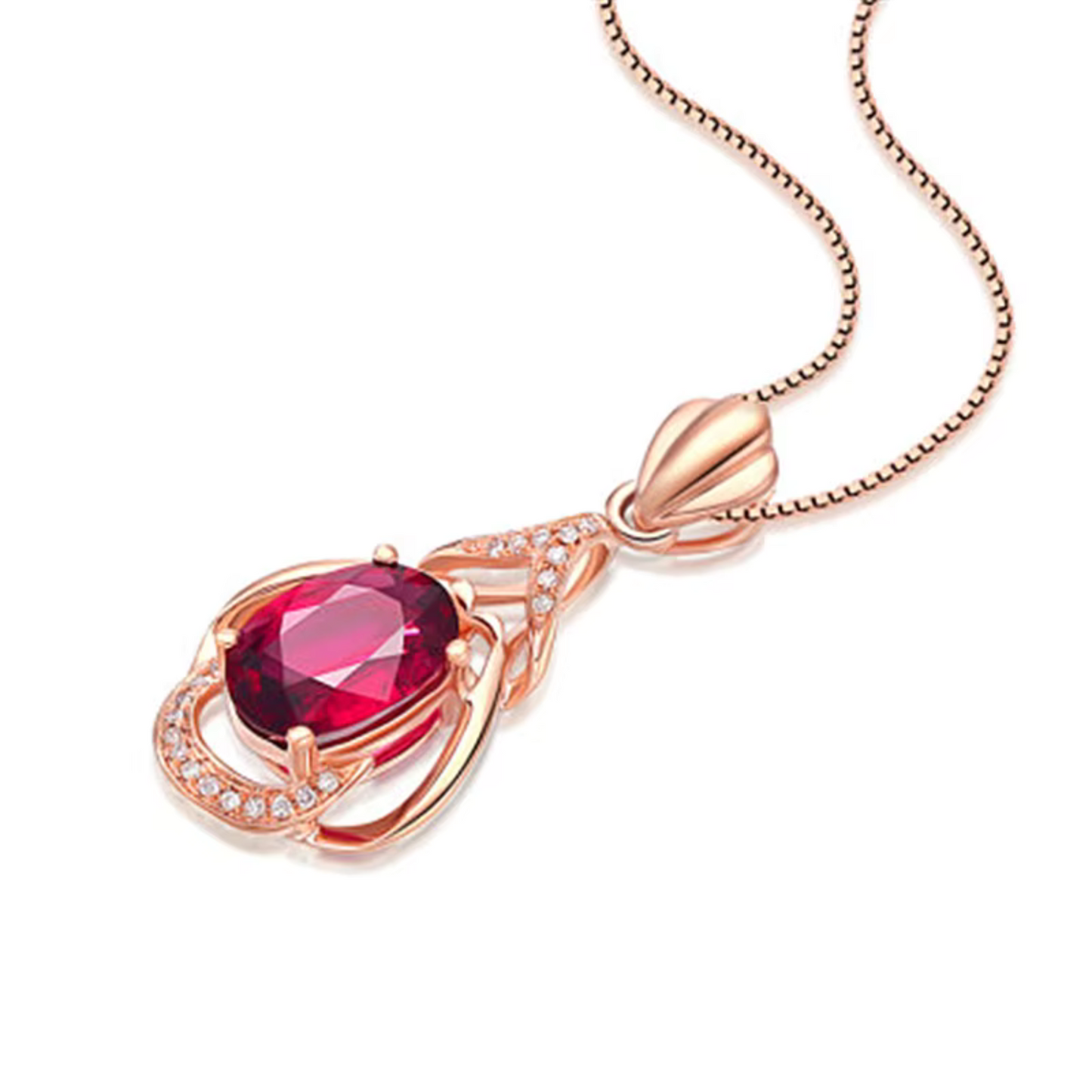 Exquisites Rotes Kristall Gold-Halskette