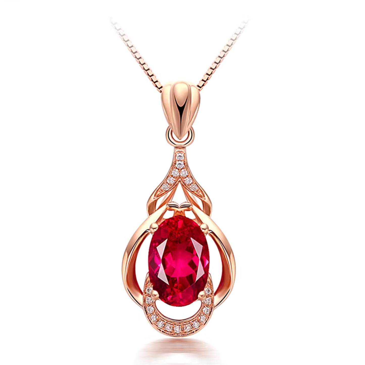 Exquisites Rotes Kristall Gold-Halskette