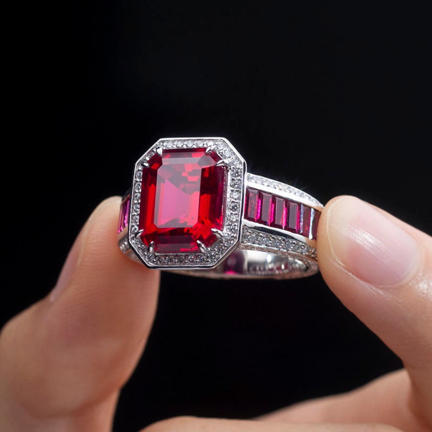 Luxus-Laborgezüchteter Rubin Facettierter Ring