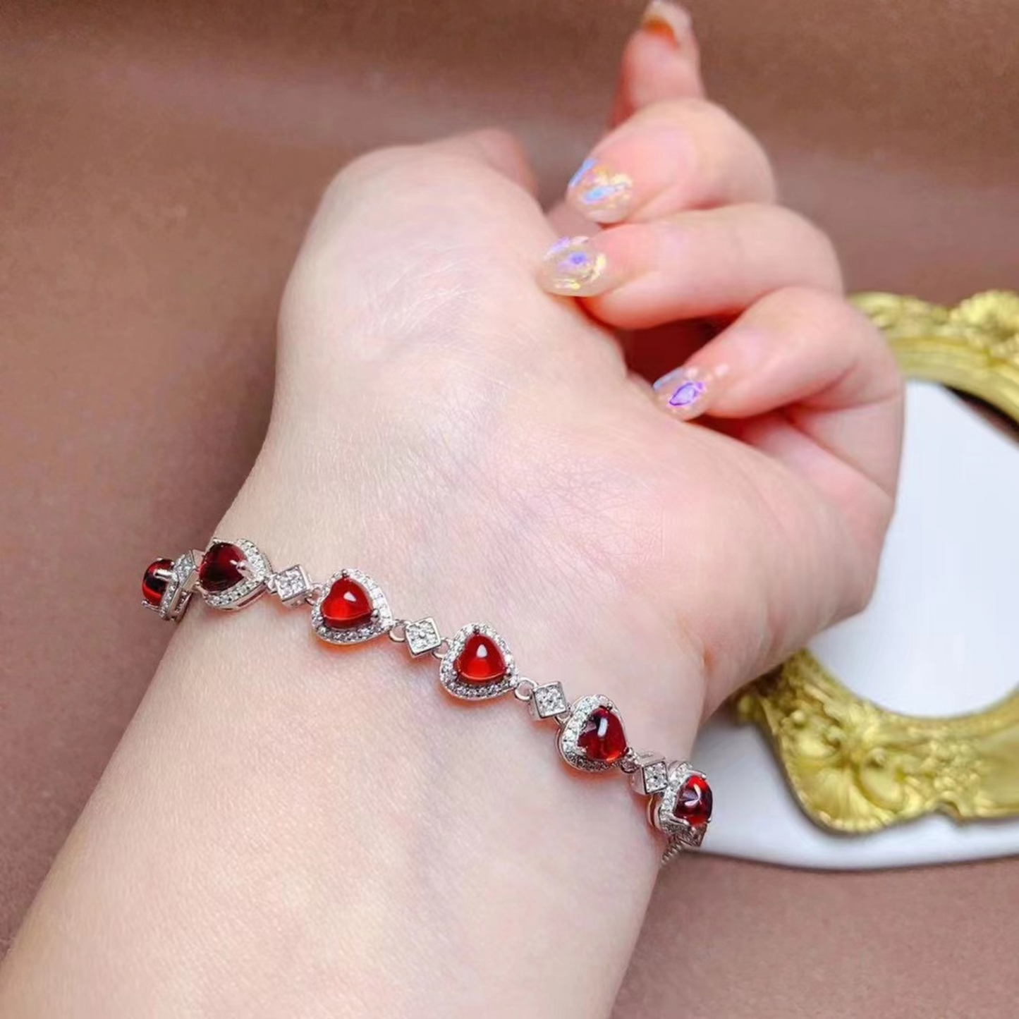 Natürliches Granat Freundschafts Anhänger Armband