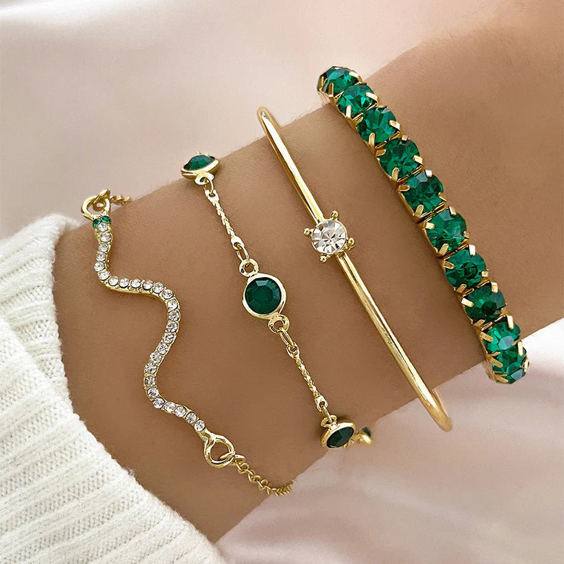 Grüner Edelstein-Armband-Set