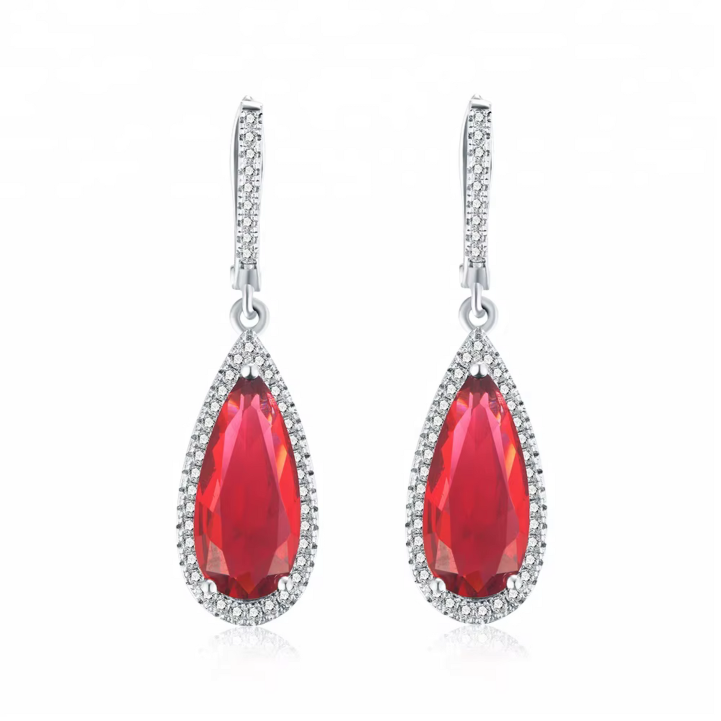 Rotes Schmuckset aus Zirkonia mit Strasssteinen