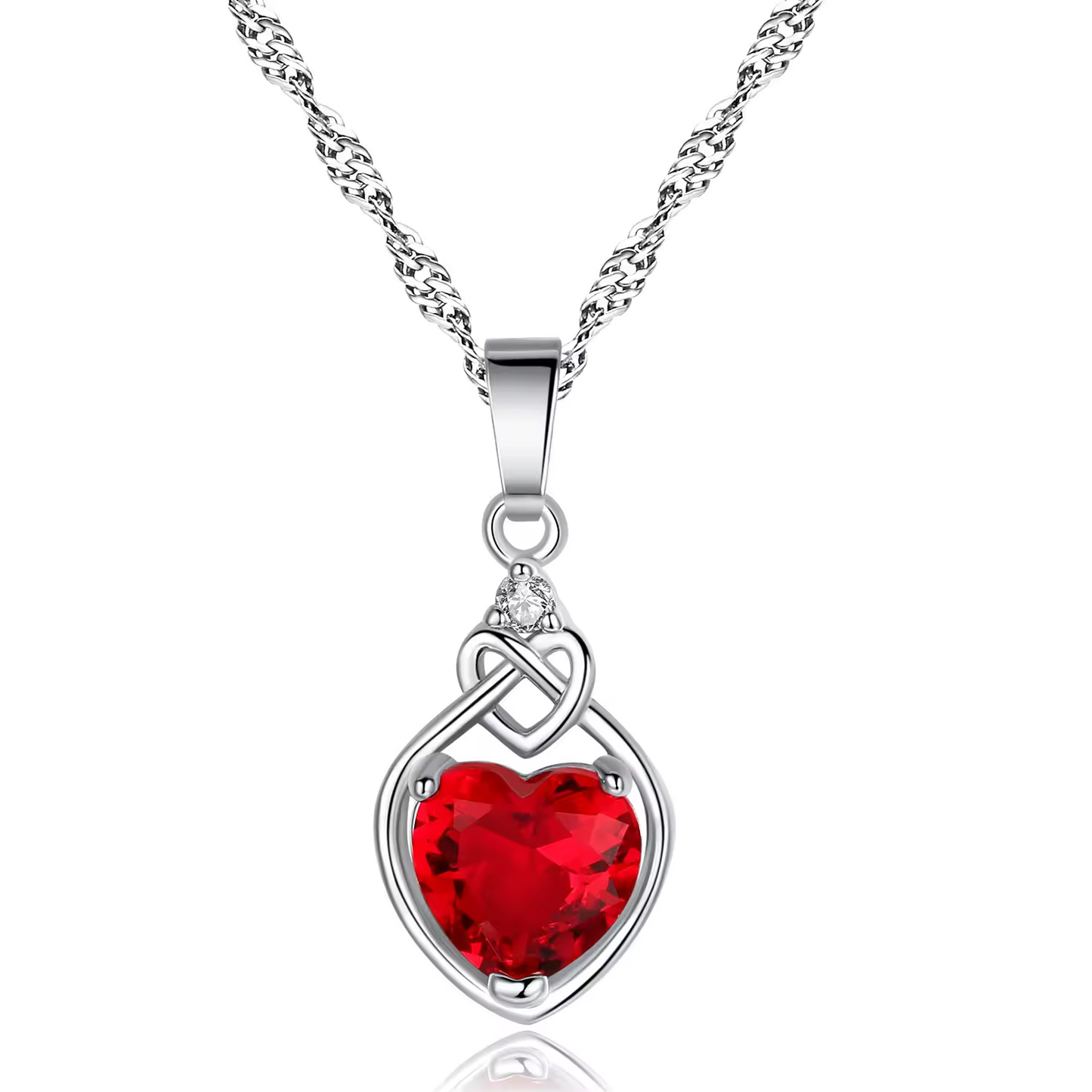 Roter Zirkon Herz Schmuckset