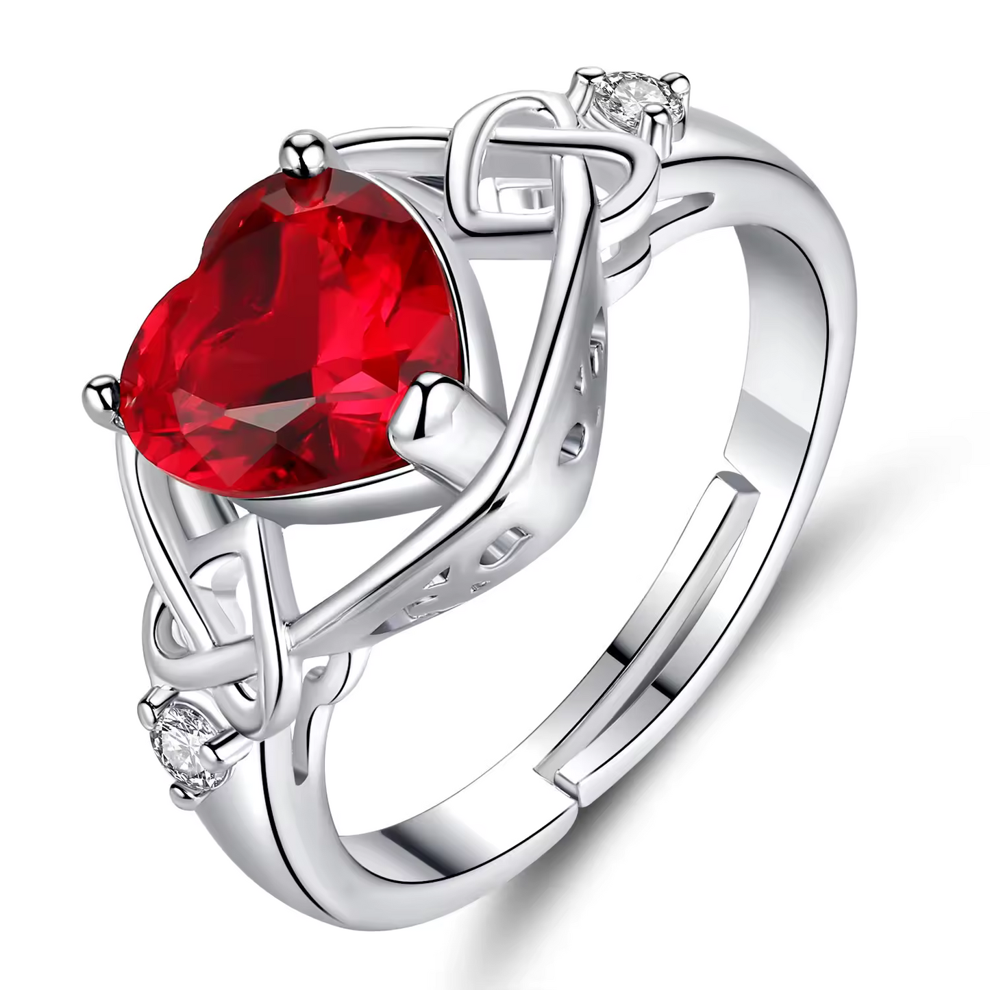 Roter Zirkon Herz Schmuckset