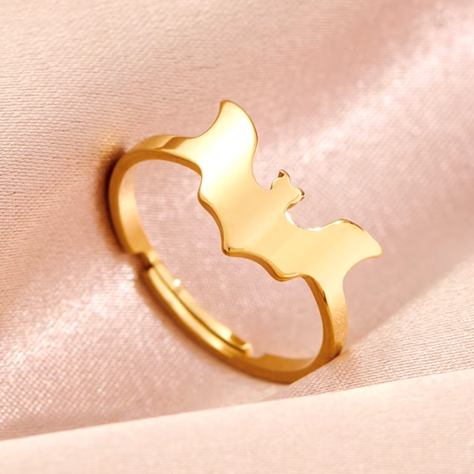 Gothic Fledermaus Halloween Ring aus hypoallergenem Stahl 18K vergoldet