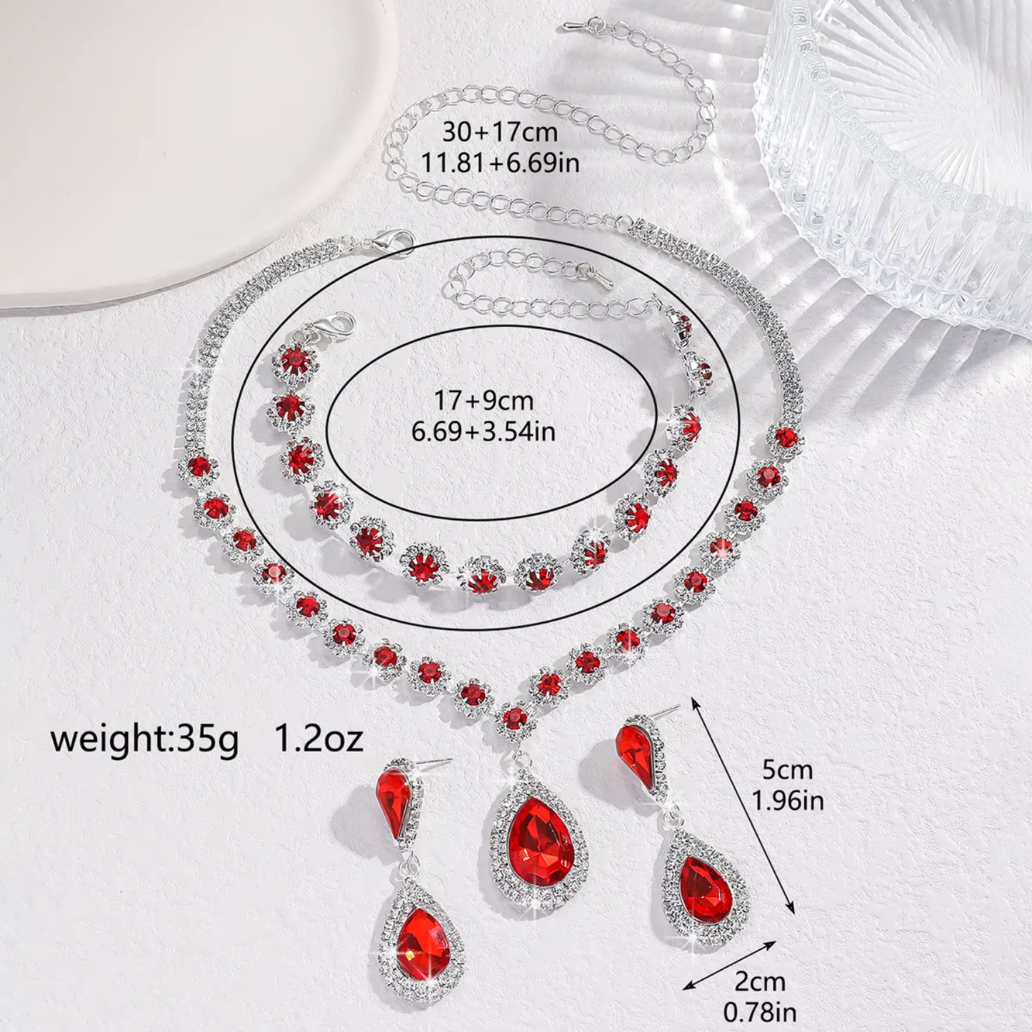 Dreiteiliges Blumenmuster Diamantschmuck-Set