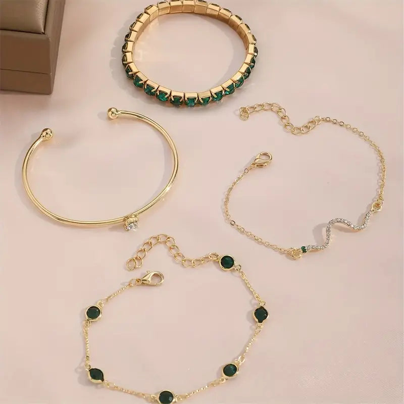 Grüner Edelstein-Armband-Set