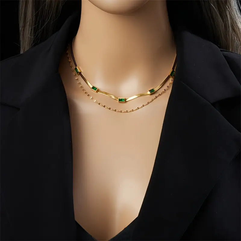 Sorella Gem Doppel-Lagige Retro-Goldkette