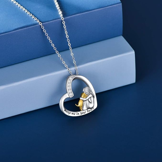Elegante MILIA 925er Sterlingsilber-Halskette mit liebevollem Herz- und Hundemotiv