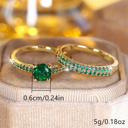 Serena Smaragd-Duo-Ring Gold Set