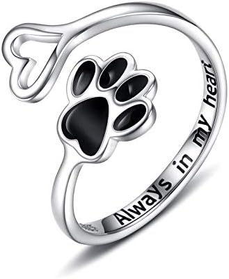 NIVI – Eleganter verstellbarer Pfoten-Herz-Ring aus handgefertigtem 925er Sterlingsilber