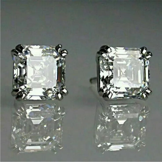 Vintage Cubic Weiß Silber Ohrringe