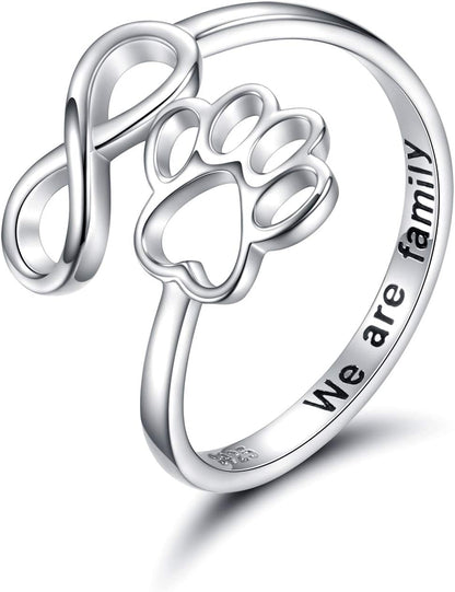 NIVI – Eleganter verstellbarer Pfoten-Herz-Ring aus handgefertigtem 925er Sterlingsilber