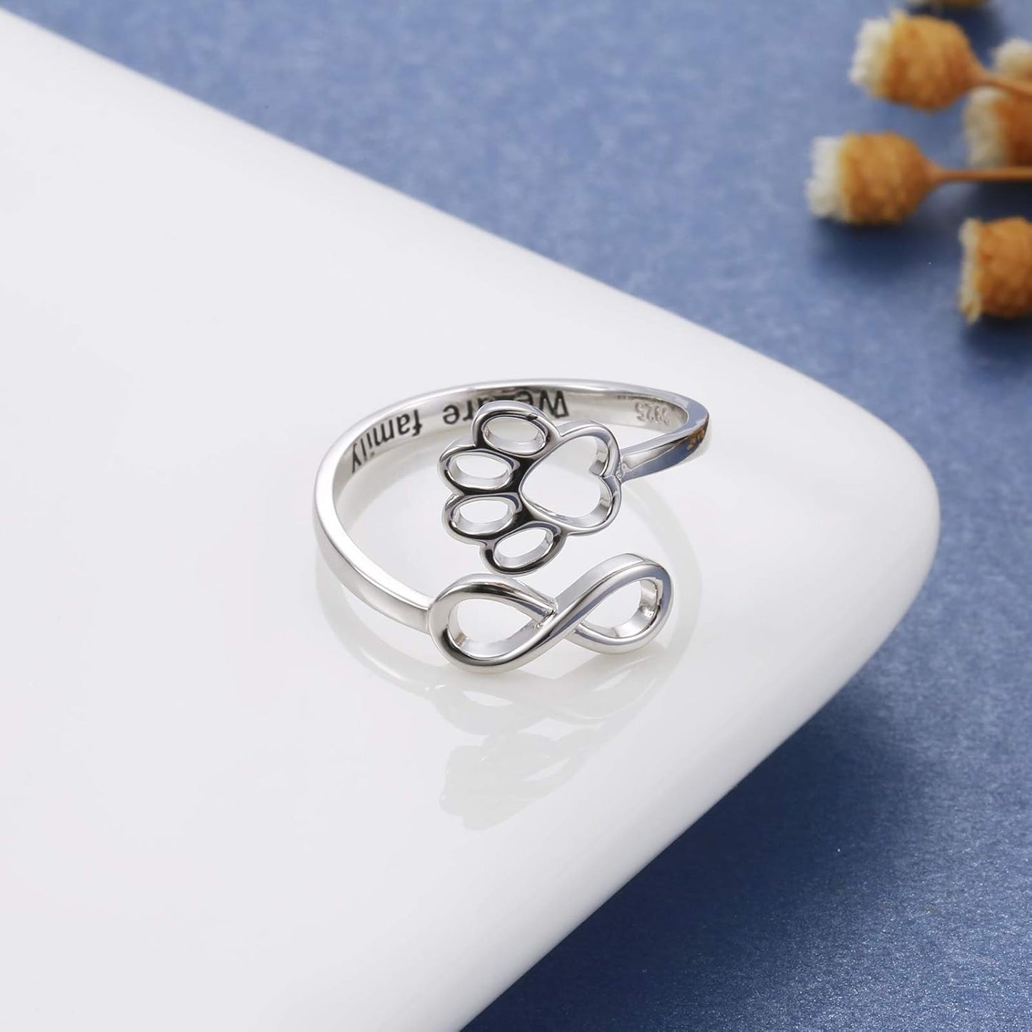 NIVI – Eleganter verstellbarer Pfoten-Herz-Ring aus handgefertigtem 925er Sterlingsilber