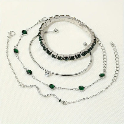Grüner Edelstein-Armband-Set