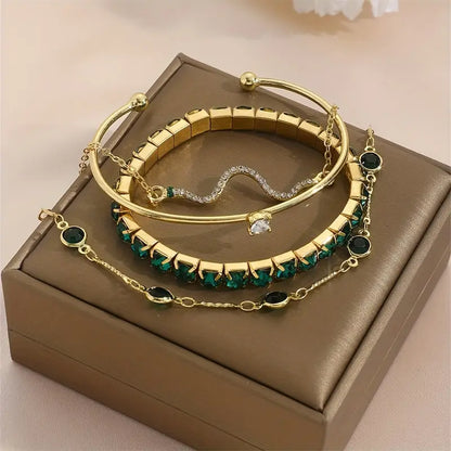 Grüner Edelstein-Armband-Set
