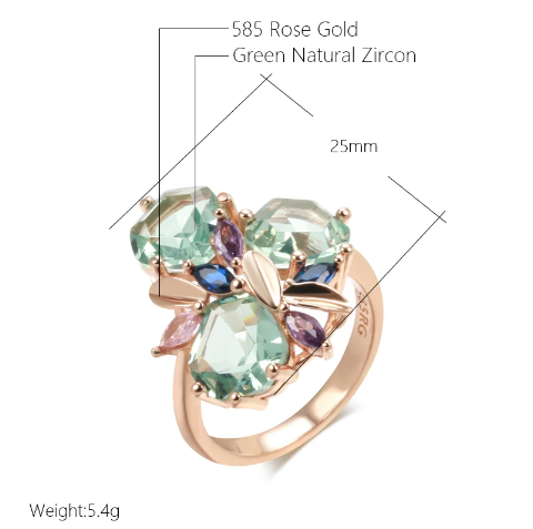 Aquamarinblumen-Set mit 18 Karat Roségoldplattierung