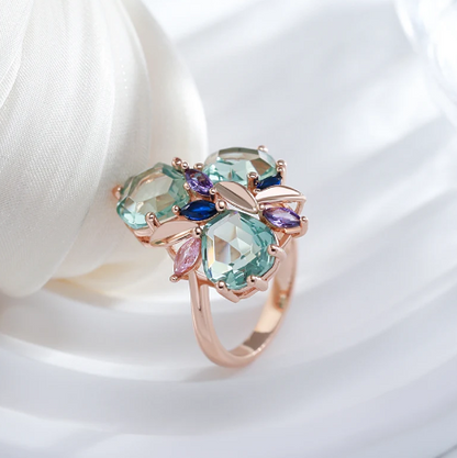 Aquamarinblumen-Set mit 18 Karat Roségoldplattierung