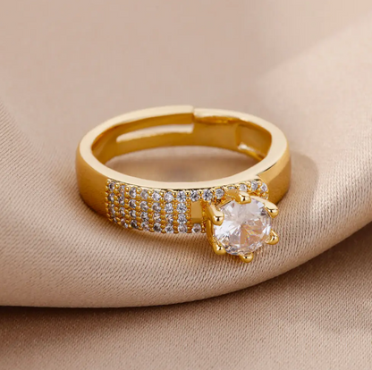 18 Karat vergoldeter Ring mit Queen Stone