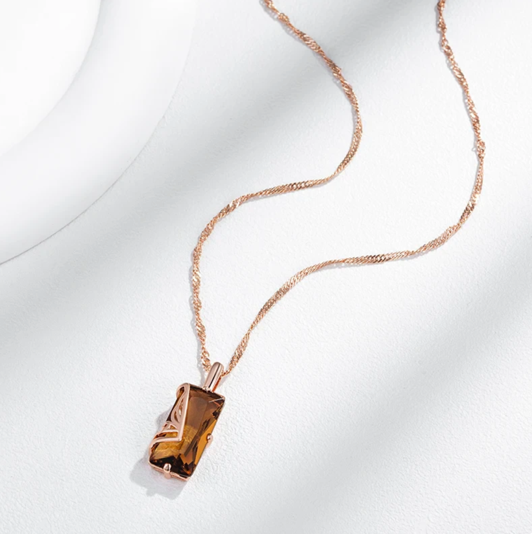 Bernsteinset mit 18 Kt. Roségoldplattierung