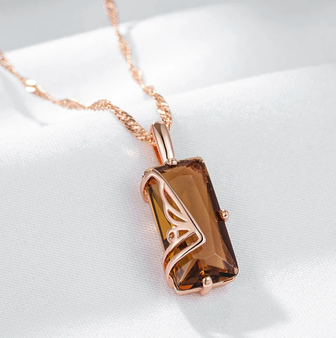 Bernsteinset mit 18 Kt. Roségoldplattierung