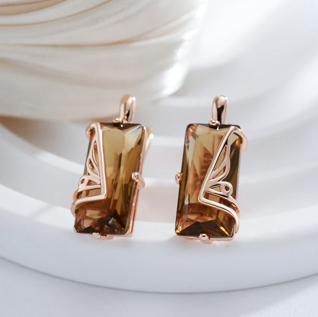 Bernsteinset mit 18 Kt. Roségoldplattierung