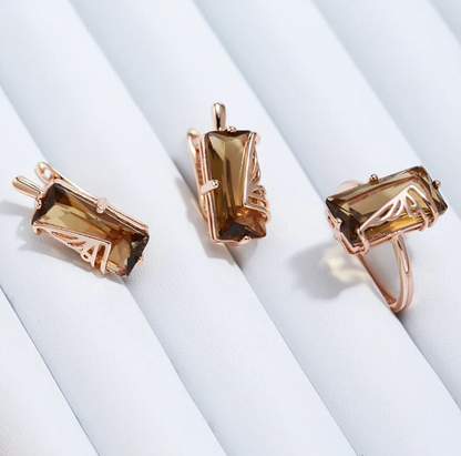 Bernsteinset mit 18 Kt. Roségoldplattierung