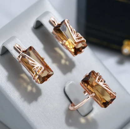 Bernsteinset mit 18 Kt. Roségoldplattierung