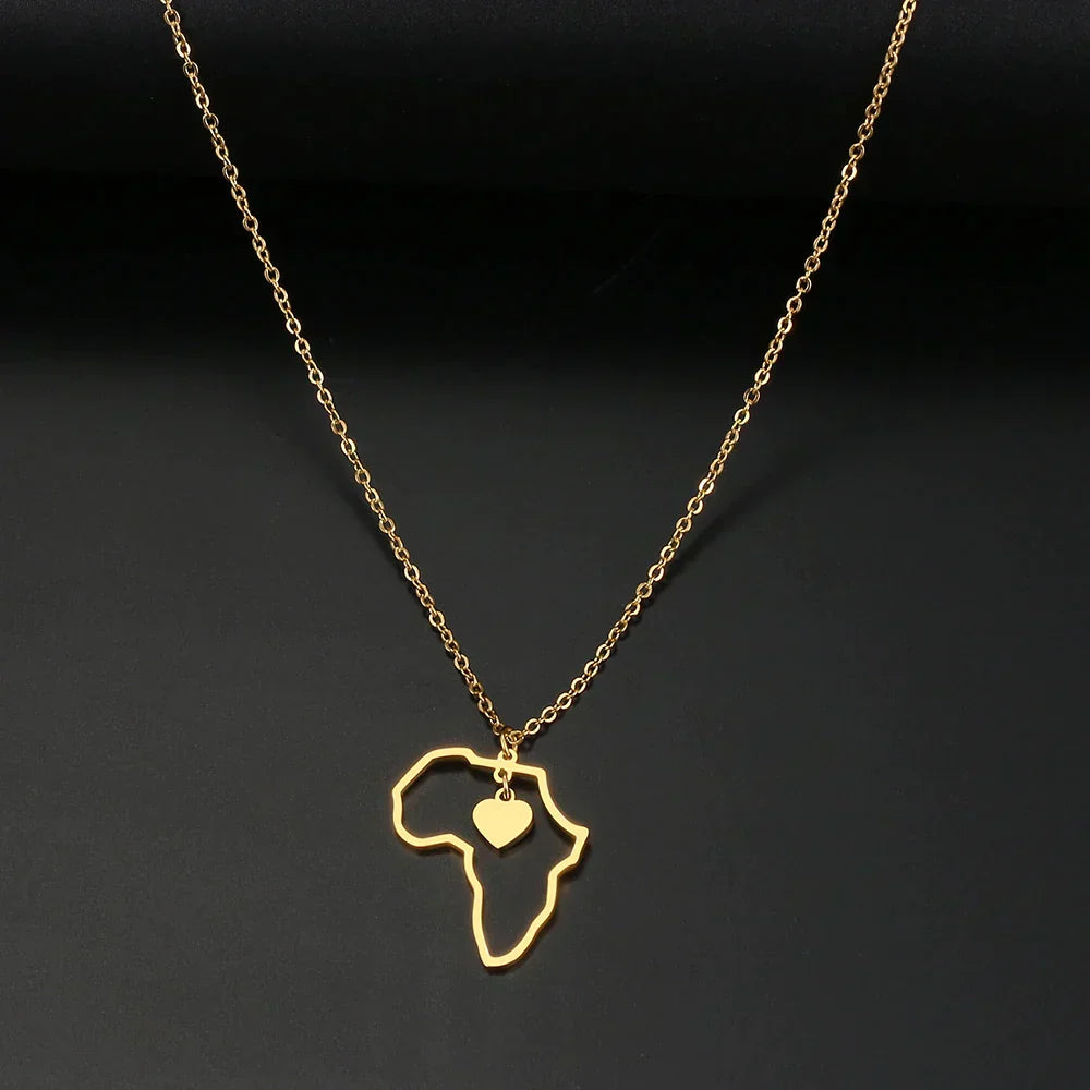Halskette mit Herz des Kontinents in Gold