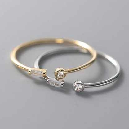Verstellbarer feiner 925 Sterling Silber Ring mit schönen Zirkoniasteinen