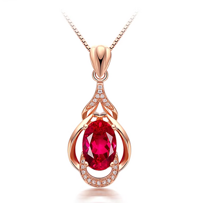 Exquisites Rotes Kristall Gold-Halskette