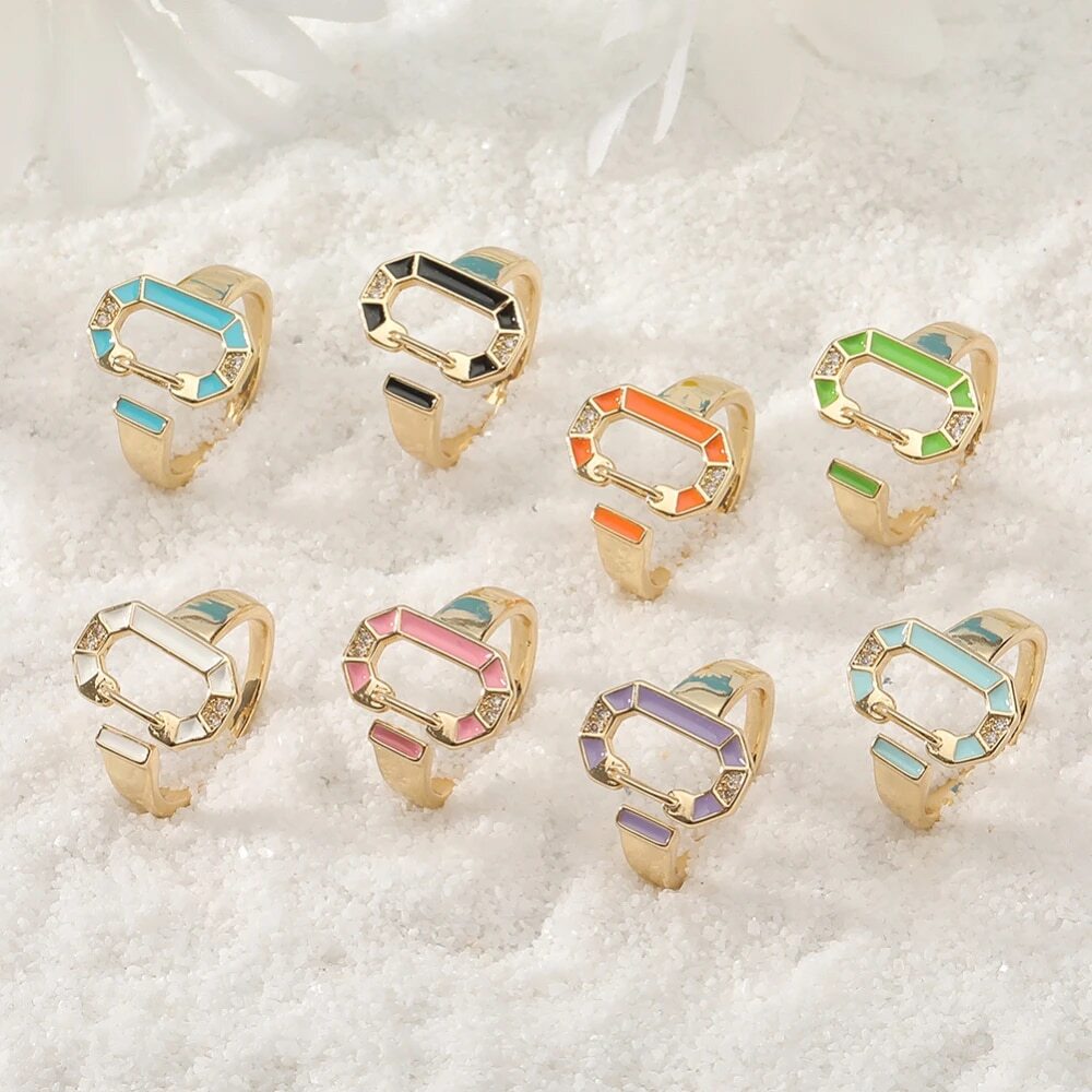 18 Karat vergoldete runde farbige Ringe
