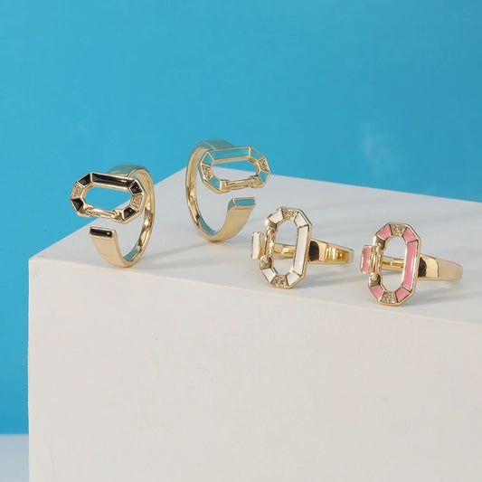 18 Karat vergoldete runde farbige Ringe