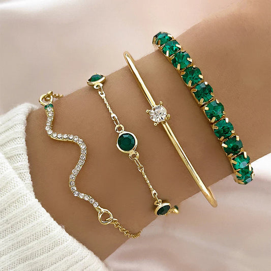 Grüner Edelstein-Armband-Set