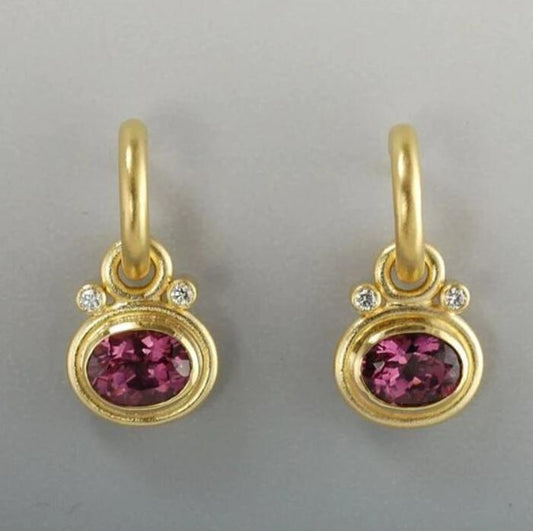 Vergoldete Vintage-Ohrringe mit blauem Zirkonia-Inlay