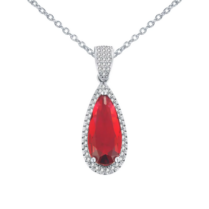 Rotes Schmuckset aus Zirkonia mit Strasssteinen