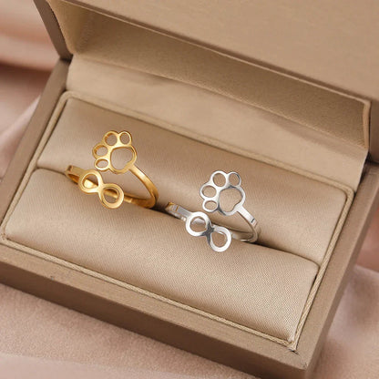 AYLA – Eleganter verstellbarer Infinity-Pfotenring aus hochwertigem Edelstahl