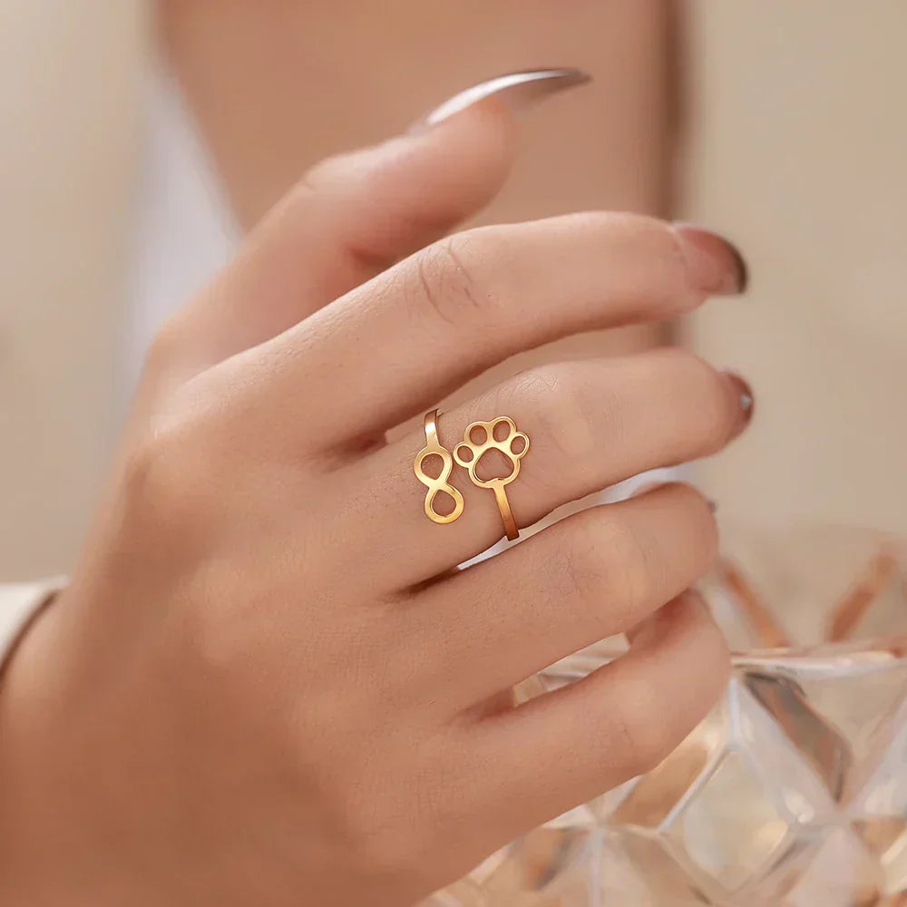 AYLA – Eleganter verstellbarer Infinity-Pfotenring aus hochwertigem Edelstahl