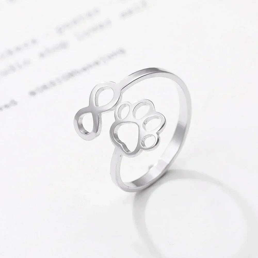 AYLA – Eleganter verstellbarer Infinity-Pfotenring aus hochwertigem Edelstahl