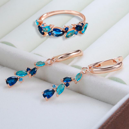 Set aus Meerestränen mit 18 Karat Roségoldplattierung