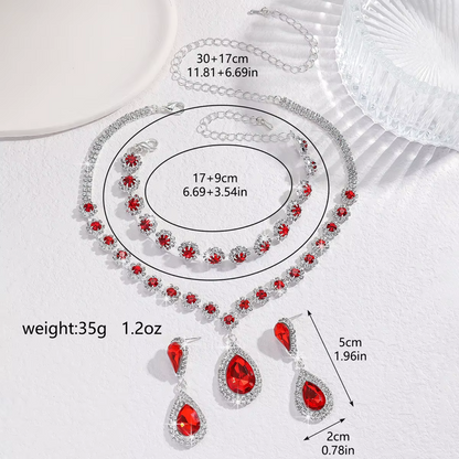 Dreiteiliges Blumenmuster Diamantschmuck-Set