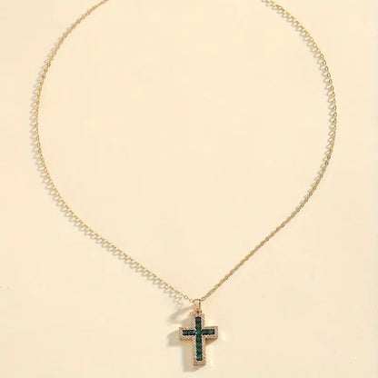Solene Smaragd Kreuz Anhänger Goldkette